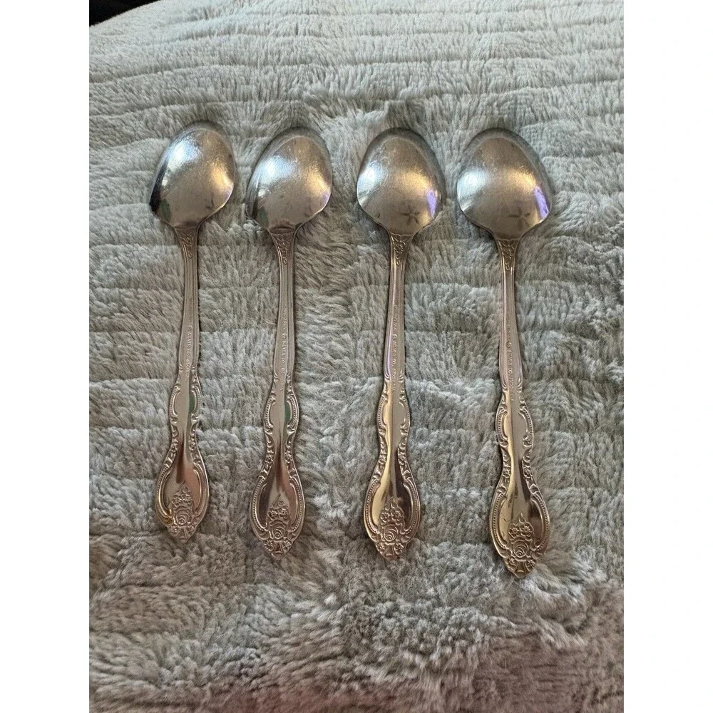 Lot Of 8 Vintage International Silver VERONA Stainless Oval Soup Spoons 7.5”